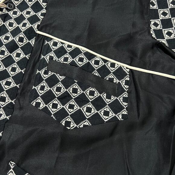 NEW NICHOLAS DALEY Mento Shirt Short Sleeve SIZE M Black Embroidery Linen JAPAN - Picture 11 of 14